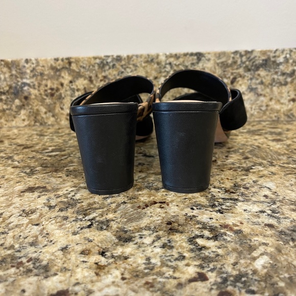 NWOB Veronica Beard Zuri Toe Ring Leopard Black Suede Sandals Heels Size 7M - Picture 4 of 13